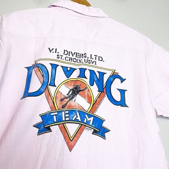 Vintage 80s M Medium Creme De Coconuts Shirt Messina St. Croix USVI Diving Team - Picture 6 of 7